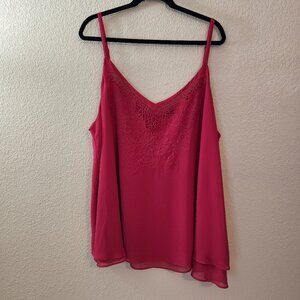 Torrid Sophie Chiffon Embroidered Swing Cami Red Plus Size3 NWT